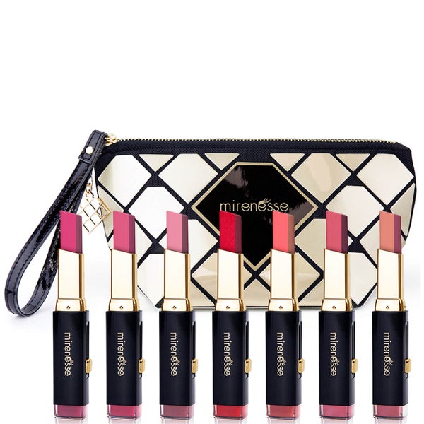 Mirenesse Maxi-Tone Lip Bar Complete Collection + Limited Edition Makeup Bag (8 Piece)