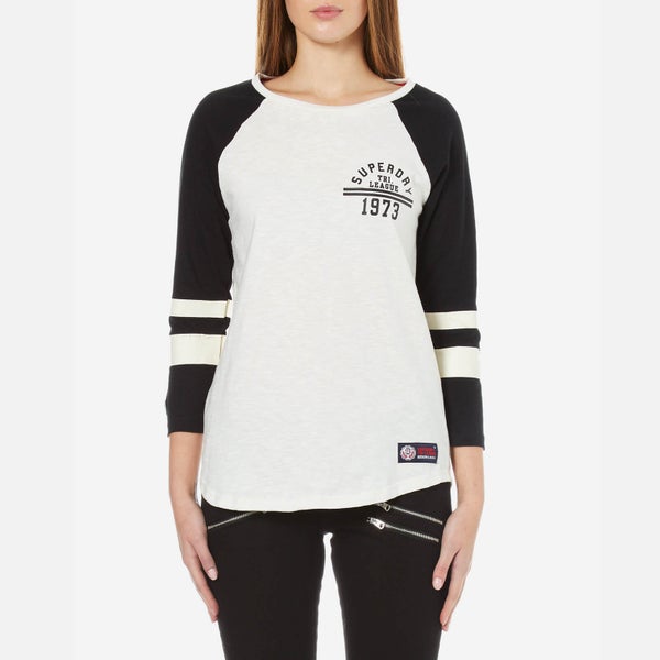 Superdry Women's Tri League Raglan Block T-Shirt - Black/Vintage White