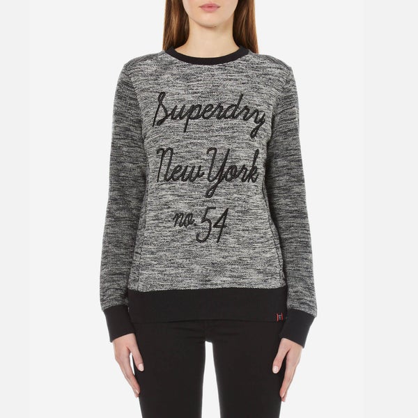 Superdry Women's Embroidered Cut and Sew Crew Neck Sweatshirt - Black/White