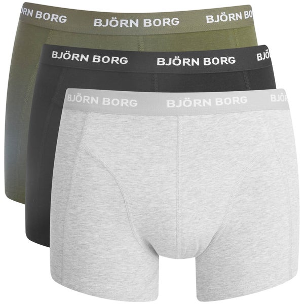 Bjorn Borg Men's 3 Pack Solid Boxer Shorts - Grey Melange