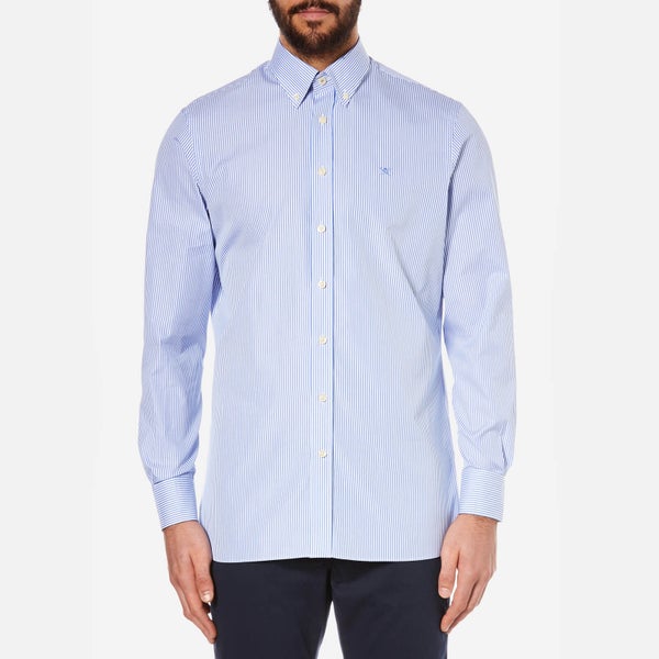 Hackett London Men's Classic Fine Stripe Long Sleeve Shirt - White/Blue