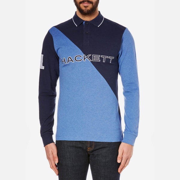 Hackett London Men's Marl Diagonal Polo Shirt - Navy/Blue