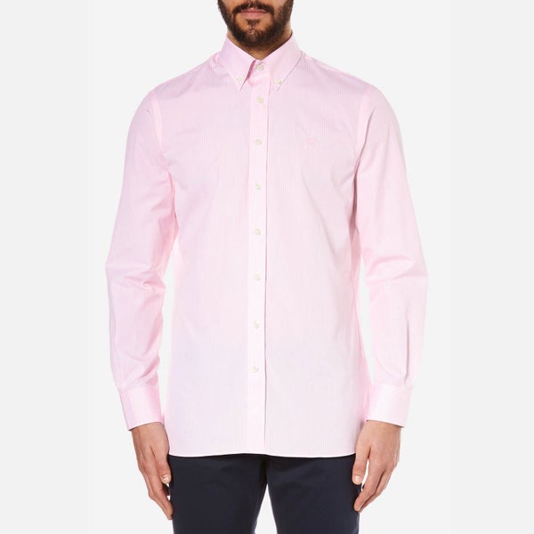 Hackett London Men's Classic Fine Stripe Long Sleeve Shirt - White/Pink