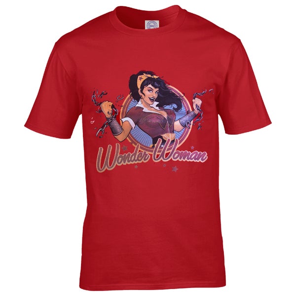 DC Comics Men's Bombshell Wonder Woman Logo T-Shirt - Red