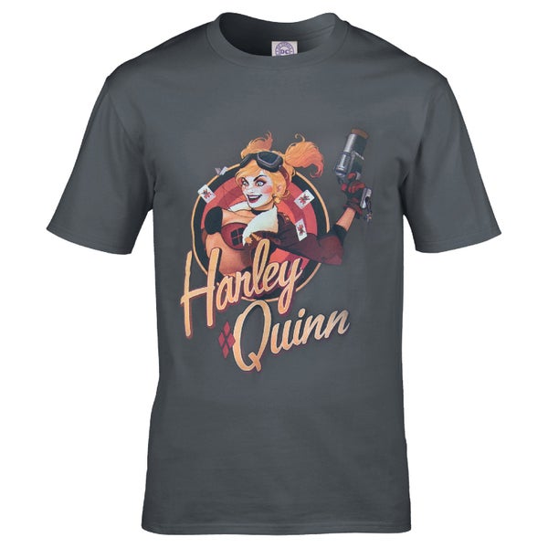 DC Comics Men's Bombshell Harley Quinn Logo T-Shirt - Grau