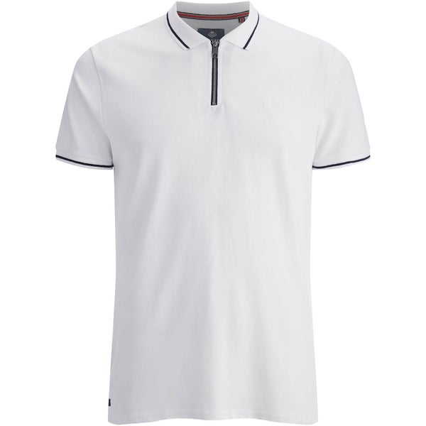 Threadbare Men's Redcar Short Sleeve Zip Polo Shirt - White