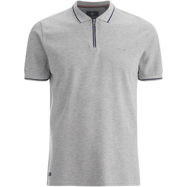 Threadbare Men's Redcar Short Sleeve Zip Polo Shirt - Grey