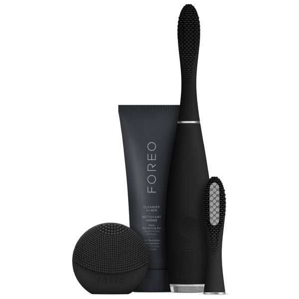 FOREO Complete Male Grooming Collection - (ISSA, Hybrid Brush Head, LUNA Play) Midnight (Worth $284)