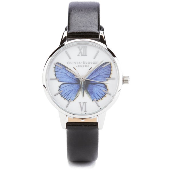 Olivia Burton Woodland Vegan Friendly Butterfly Watch - Black and Silver