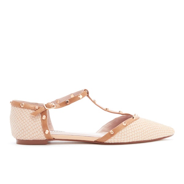 Dune Women's Heti Embossed Leather Pointed Flats - Nude
