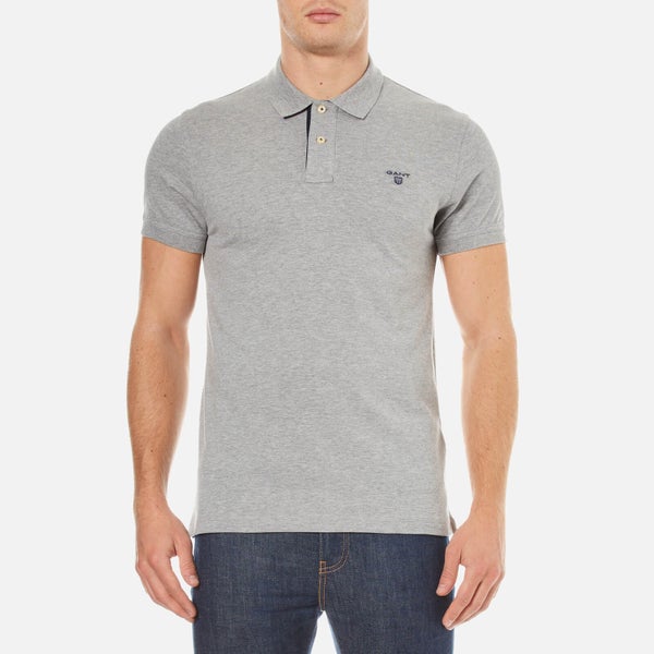 GANT Men's Contrast Collar Polo Shirt - Grey Melange