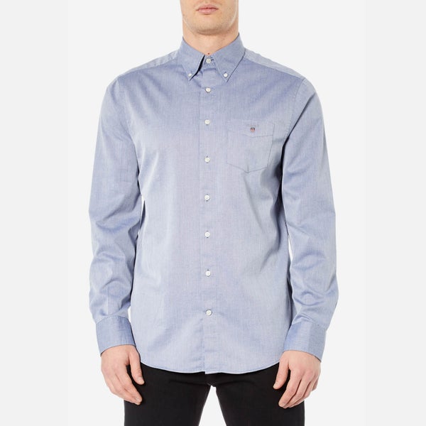 GANT Men's Plain Oxford Long Sleeve Shirt - Indigo Blue