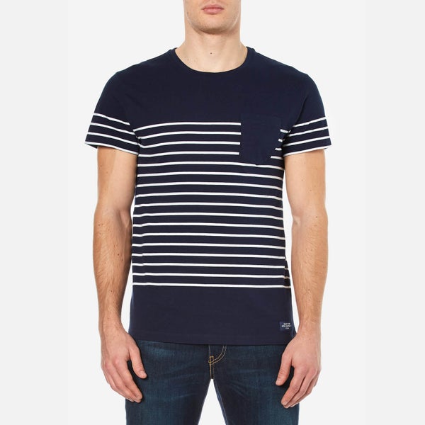 GANT Men's Placed Breton Stripe T-Shirt - Thunder Blue