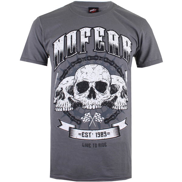No Fear Men's Skull Chain T-Shirt - Charcoal