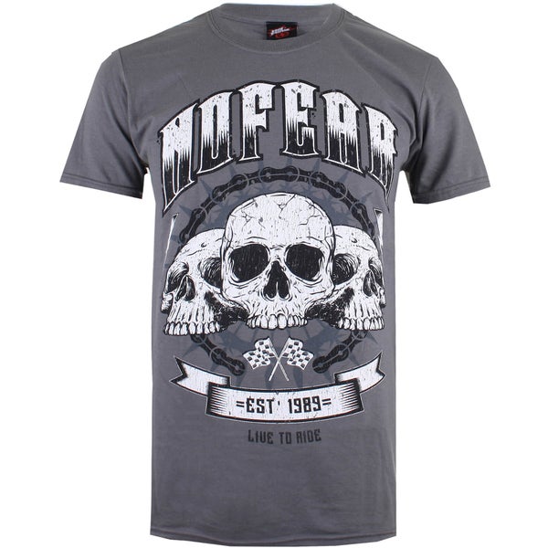 T-Shirt Homme No Fear Tête de Mort - Gris