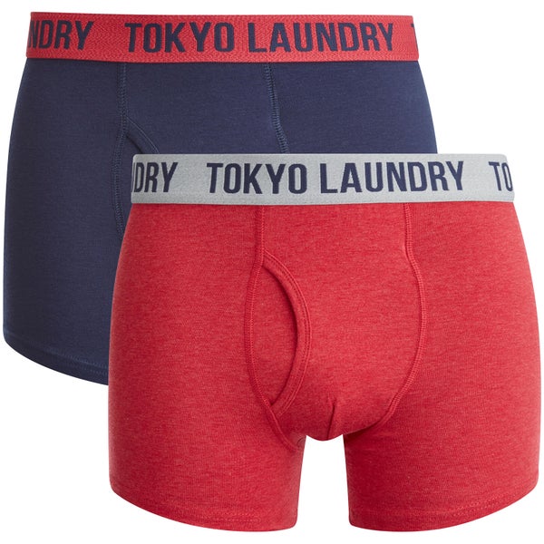 Tokyo Laundry Men's Earsby 2 Pack Boxers - Midnight Blue/Tokyo Red