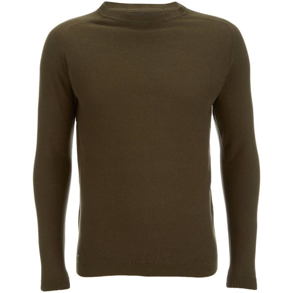 Kensington Eastside Men's Henry Cotton Crew Neck Jumper - Khaki