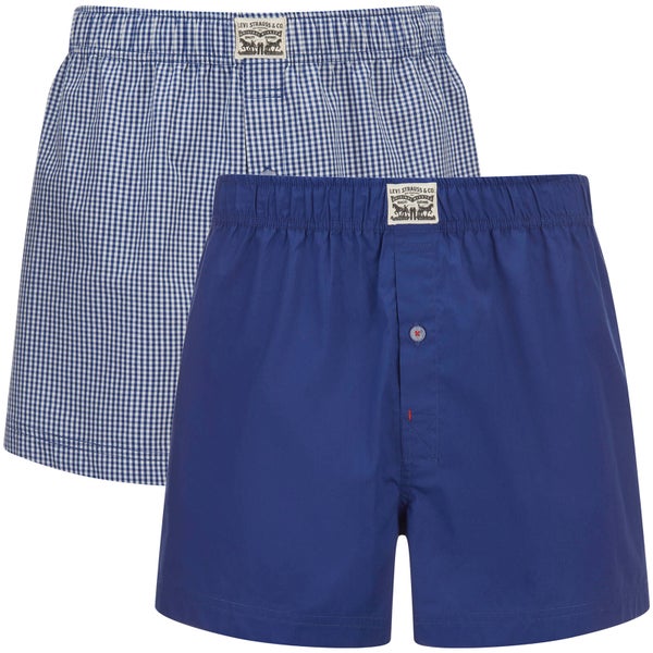 Levi's Men's 300LS 2-Pack Small Check Woven Boxers - Sodalite Blue