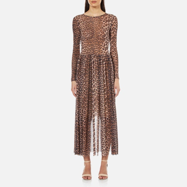 Ganni Women's Olivet Mesh Leopard Dress - Leopard