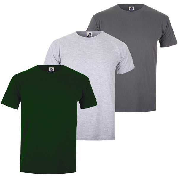 Lot de 3 T-Shirt Hommes Varsity Team Players -Vert/Gris/Gris Foncé