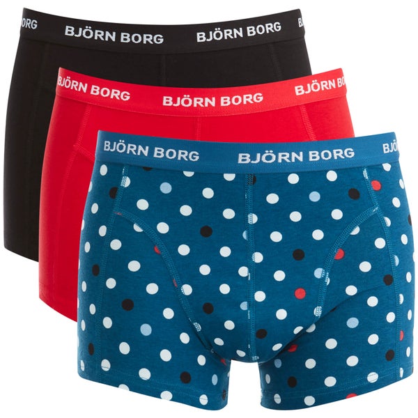 Bjorn Borg Men's 3 Pack Contrast Dot Detail Boxers - Blue