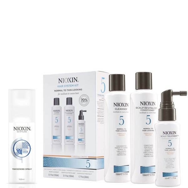 NIOXIN Hair System Kit 5 and Thickening Spray Bundle