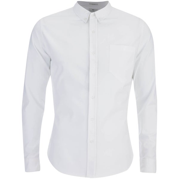Crosshatch Herren Almond Long Sleeve Shirt - White