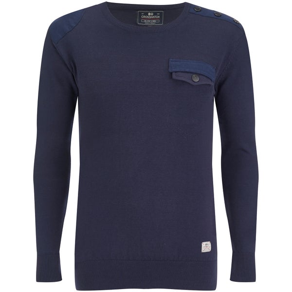 Pull Crosshatch pour Homme Barrowell -Marine