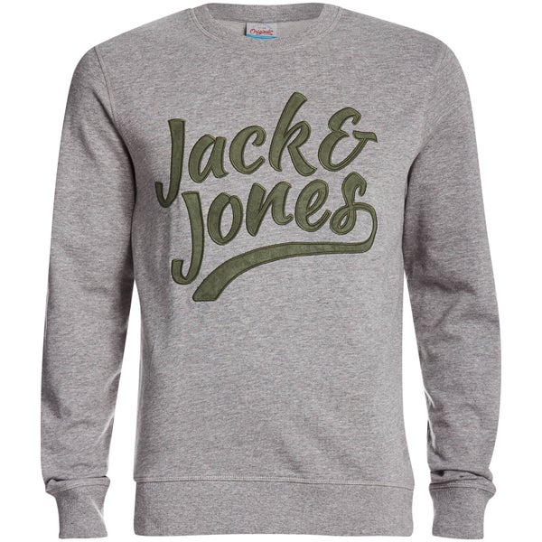 Jack & Jones Originals Men's Anything Graphic Sweatshirt - Light Grey Marl