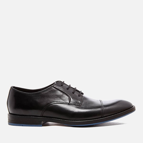 Clarks Men's Prangley Cap Leather Derby Shoes - Black