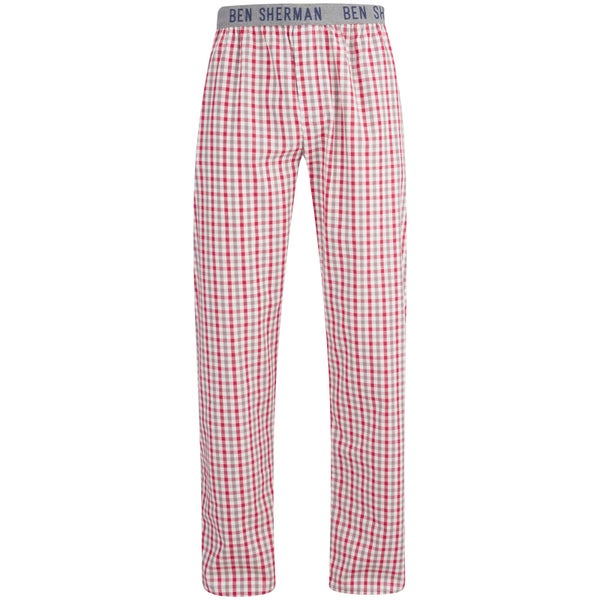 Pantalon de Pyjama Homme Ashley à carreaux Ben Sherman - Blanc/Rouge