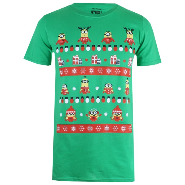 Despicable Me Men's Christmas Pattern T-Shirt - Irish Green