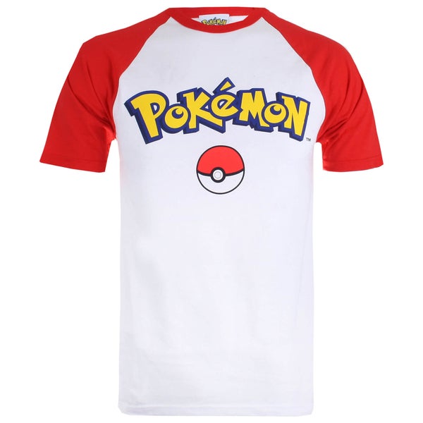 Pokemon Logo Contrast Heren T-Shirt - Wit/Rood
