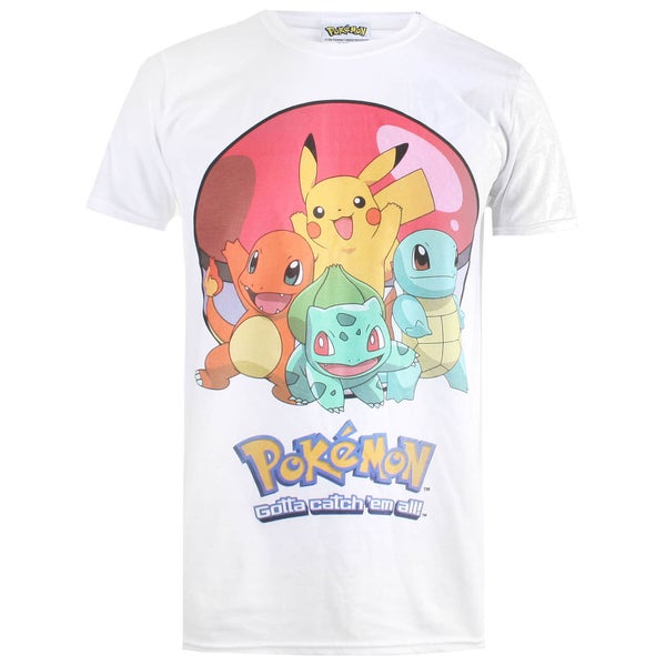 Pokemon Herren Groupball T-Shirt - Weiß