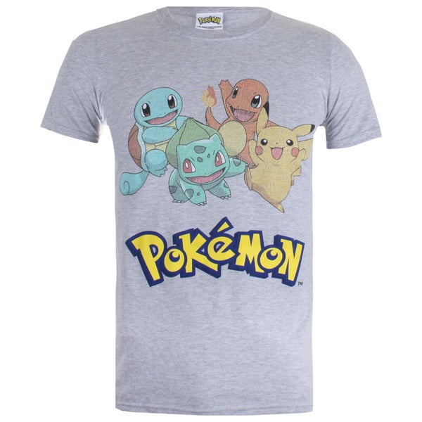 Pokemon Starters Heren T-Shirt - Lichtgrijs