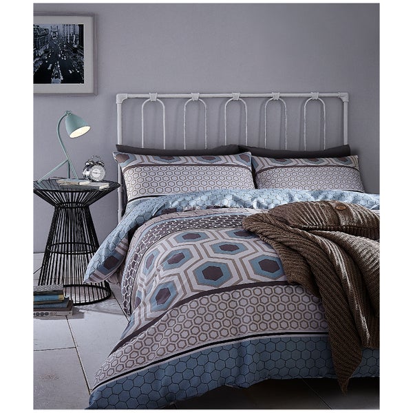 Catherine Lansfield Retro Bands Bedding Set - Teal