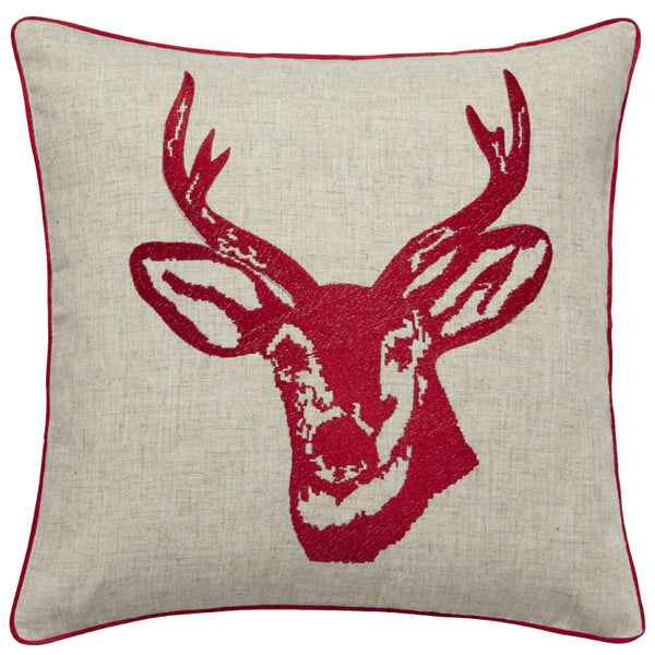 Catherine Lansfield Stags Head Cushion (45cm x 45cm) - Red