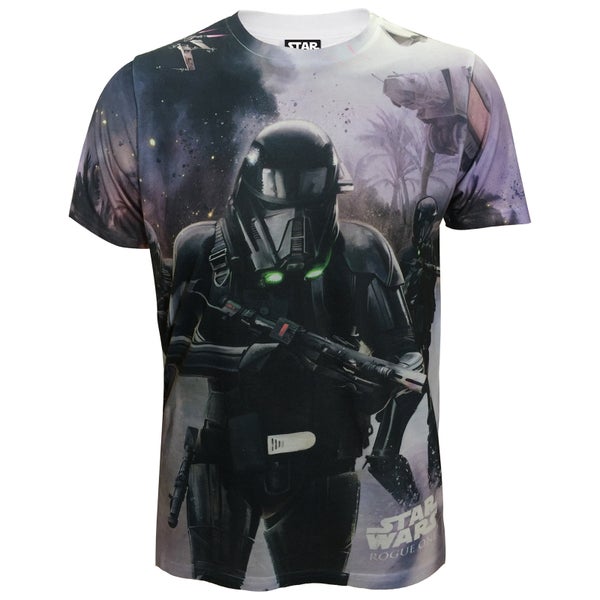 Star Wars: Rogue One Death Trooper Battle Heren T-Shirt - Wit