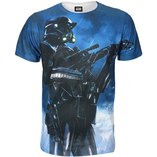 Star Wars: Rogue One Battle Stance Death Trooper Heren T-Shirt -Blauw