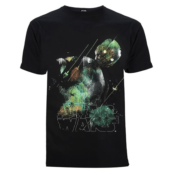 Star Wars Rogue One Men's Rainbow Effect K - 2SO T-Shirt - Black