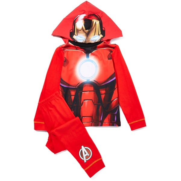 Marvel Boys' Iron Man Novelty Hood Pyjamas - Red