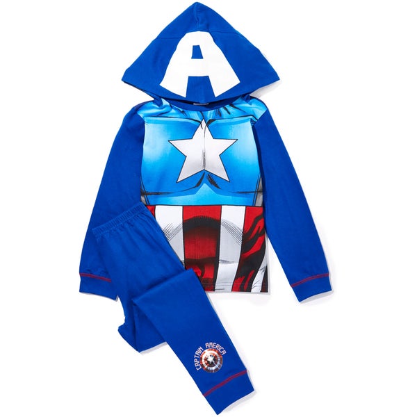 Marvel Boys' Captain America Novelty Hood Pyjamas - Blue