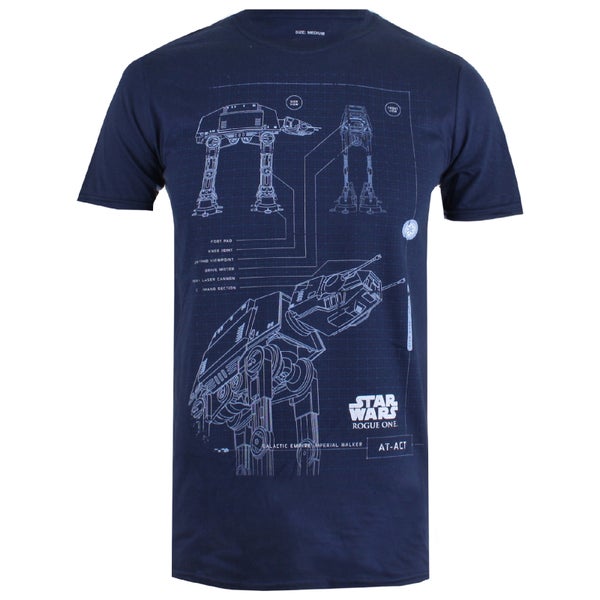 Star Wars Rogue One Men's AT-AT Schematic T-Shirt - Navy