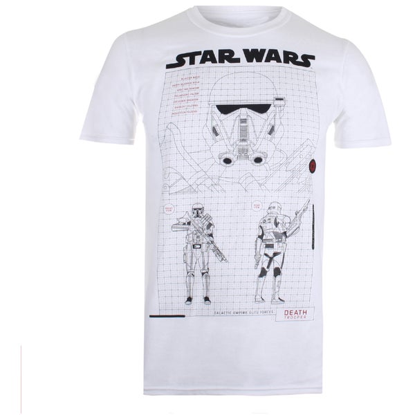 Star Wars Rogue One Men's Death Trooper Schematic T-Shirt - White