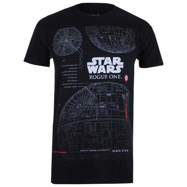 T-Shirt Homme Star Wars Rogue One l'Étoile de la Mort Plans - Noir