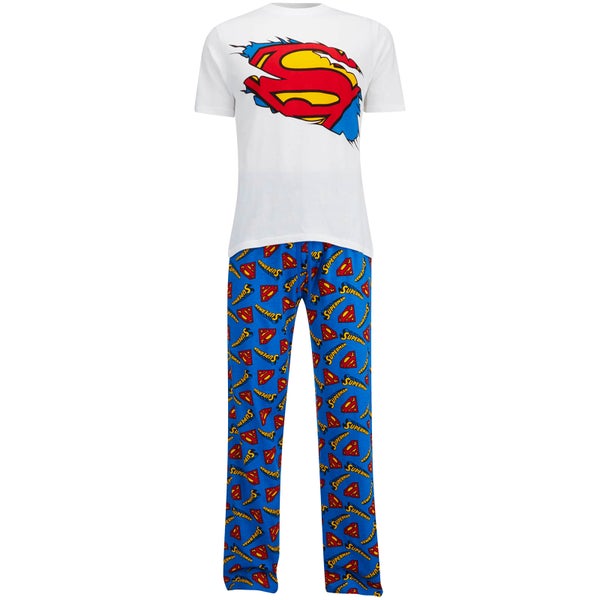 DC Comics Mannen Superman Pyjama Set - Wit
