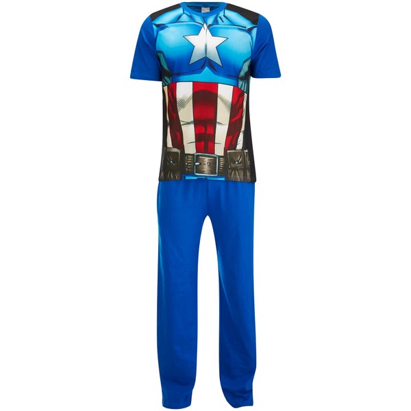 Marvel Mannen Captain America Pyjama Set - Blauw