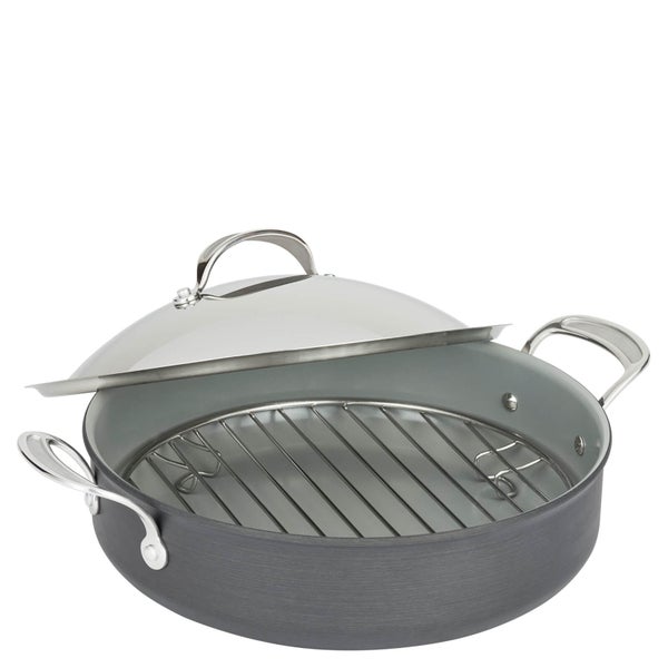 Jamie Oliver by Tefal E7669974 Professional Hard Anodised Pot Roast Pan with Stainless Steel Lid - 30cm