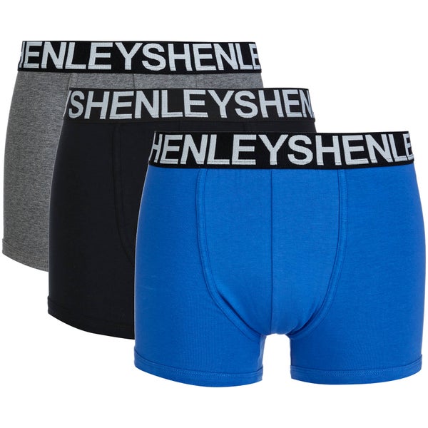 Henleys Men's 3 Pack Boxers - Blue/Grey/Black