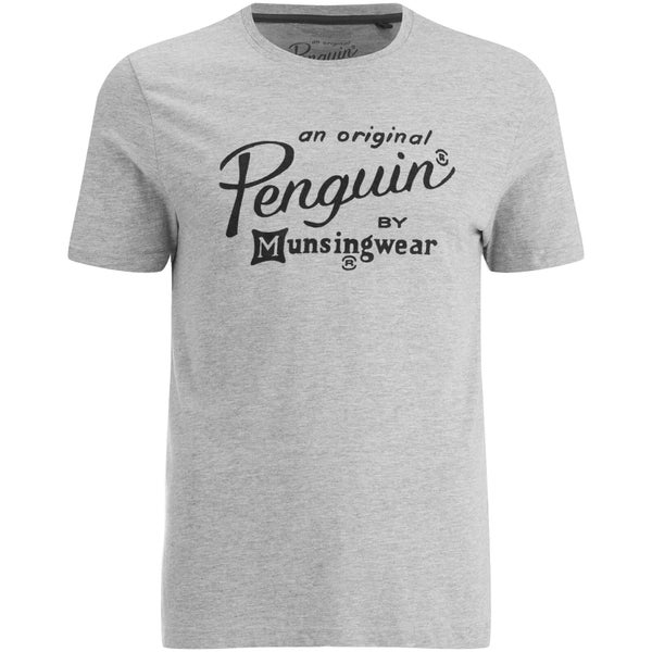 Original Penguin Men's Flops Script Logo T-Shirt - Rain Heather